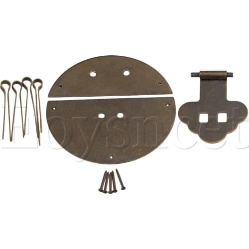 Antique Round Latch Jewelry Box Cigar Box Hasp Pad Lock Bronze 8cm Dia