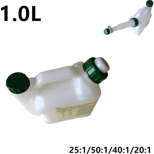 1L Trimmer oil Bottle Chainsaw Fuel Tank Fuel Mixing Tank White Petrol Fuel Oil Mixing Bottle Tank For Chainsaw Long Nozzle Oil