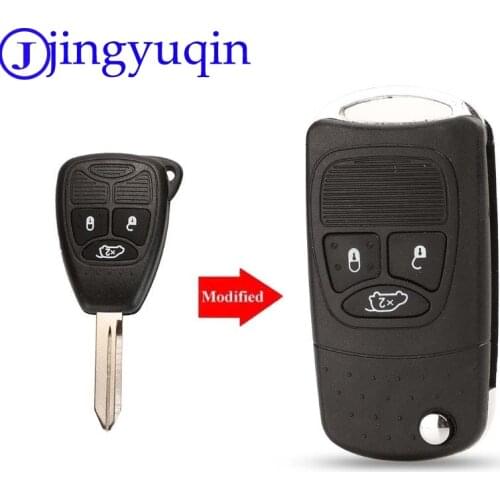 Jingyuqin Flip Folding Remote Car Key Shell Fob Styling Cover Case For Chrysler Dodge Jeep Avenger Nitro 3 Button