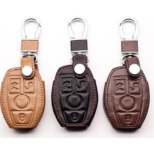 Leather Key Holder Case Rings key cover For Mercedes-Benz W124 W202 W 210 W210 W211 W204 C E S Cls Clk Cla Slk Ml Classe keys