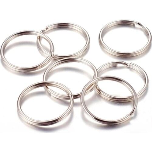 100pcs Round Split Key Rings DIY Findings Key Clasps Platinum, 24x2mm; Inner Diameter: 20mm