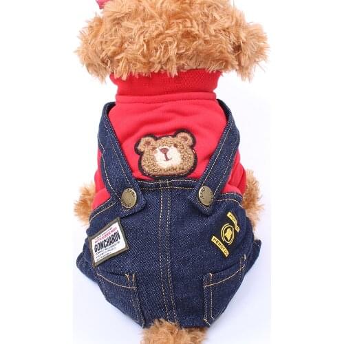 Cat Puppy Jacket Autumn/winter Clothes Apparel New Pet Jumpsuit Rompers Dog Hoodie Denim Coat T-Shirt