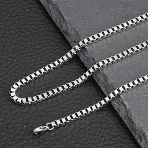Fashion stainless steel box chain lattice chain titanium steel men and women necklace clavicle chain pendant with chain
