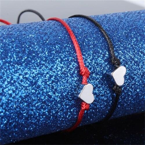 Fashion Bracelet Lucky Love Heart Shape Charm Bracelet Thin Red Rope Thread String Braid Bracelets For Men Women Couples Gifts
