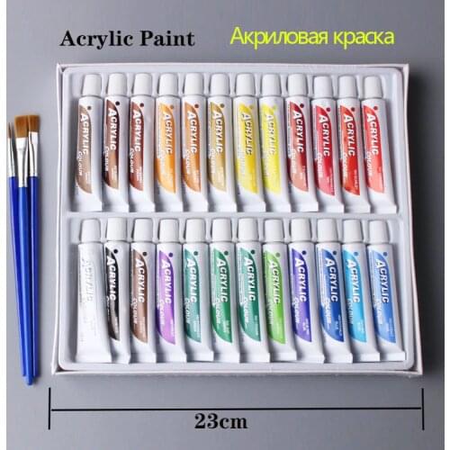 Professional 24 Colors 12ML Acrylic Paint Set Nail Art Painting Water Resistant Paint for Fabric Drawing Tools For Kids DIY