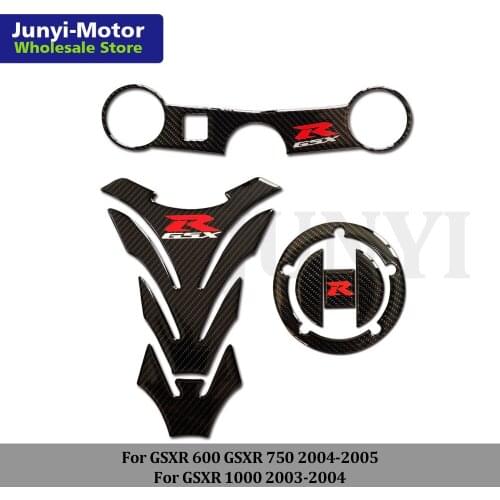 Tank Pad Gas Cap Sticker For Suzuki GSX-R GSXR 1000 03-04 GSXR600/750 04-05 K4 Motorcycle Triple Front End Upper Top Clamp Decal