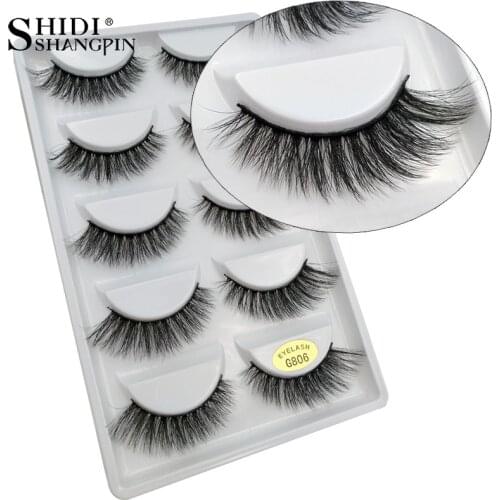 5 pairs natural false eyelashes long 3d mink eyelashes eyelash extension winged messy 3d mink lashes black makeup eye lashes