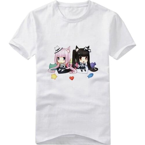 New hot NEKOPARA anime tshirt Chocola Vanilla Unisex Casual Short Sleeve Tshirt cute print Tee