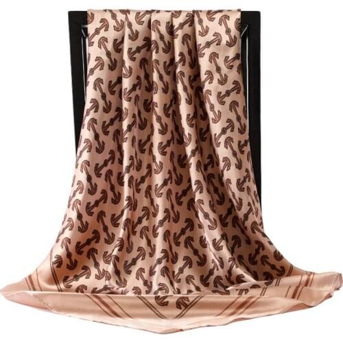 2021 Fashion Dustproof Bandanna Female 90X90CM Handkerchief Summer Sunscreen Dot Print Silk Scarves Popular Letter Square Shawls