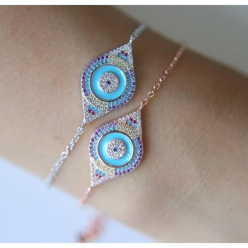 Luxury fine jewelry promotion Evil eye rose gold color girl chain Summer Classic fashion bracelet for women