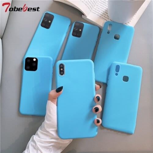 Blue Matte Phone Case For Samsung Galaxy A01 A11 A21 A21S A31 A51 A71 A81 A91 A10 A20 S A30 A40 A50 A70 M31 M51 Silicone Cover