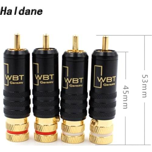 Haldane HIFI 4pcs/lot Interconnect RCA Cable Extension RCA Plugs Screws Soldering Locking Audio WBT 0144 RCA Plug Connectors