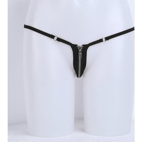 Women Micro Crotch Thongs Briefs Lingerie Underpants Stretchy Open Zipper G-Strings Underwear Ladies Sexy Erotic Sex Panties New