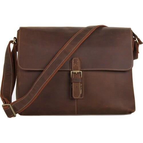 Genuine Leather Messenger Shoulder Women Men Bag Briefcase Office Business Work For Handbag Male Female Tablet Document