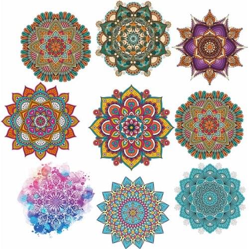 Mandala Flowers Thermo-stickers On Clothes Cartoon Patches On Clothes Iron On Transfers For Clothing Mandala Applique Stickers