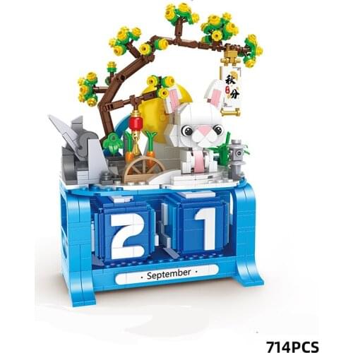 Chinese Style Traditional Festival Mid-Autumn Festival Cartoon Dog Desktop Decoration Building Blocks Bricks Toys Gifts