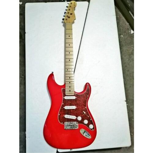High quality FDST-1092 red fire color solid body red pickguard electric guitar, Free shipping