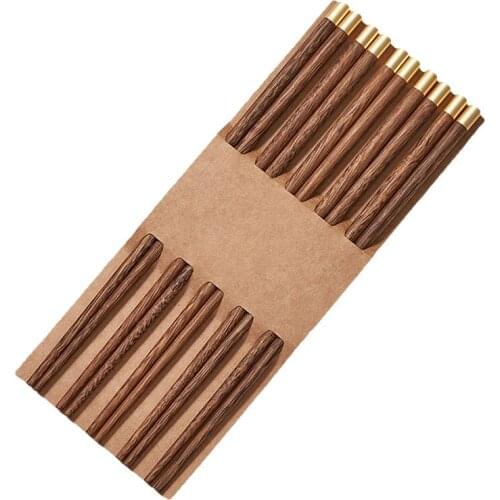 High-grade golden wood Chinese natural mahogany unlacquered and wax-free healthy sushi chopsticks set tableware gift chopsticks