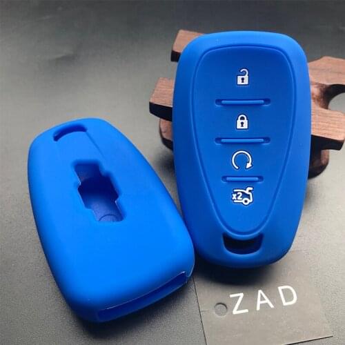 ZAD Silicone car key cover case For Chevrolet Tracker Cruze 4 button remote keyless keychain fob holder protect set shell skin