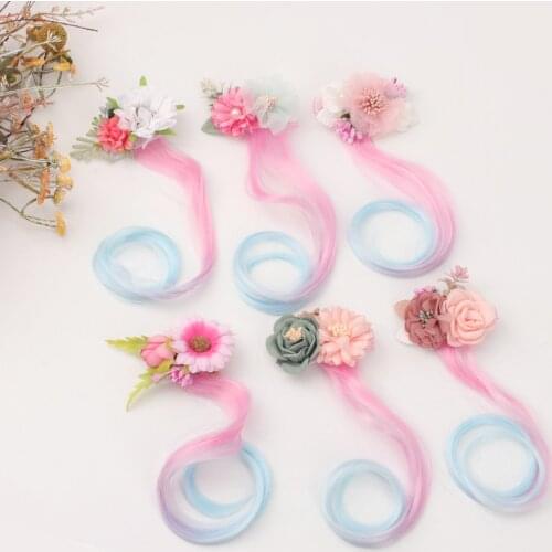 2021 Girls Artificial flower wig hairpin Rolled Rose Fabric Hair Flowers For Kids Girls Birthday party Headwear Hair Accessories
