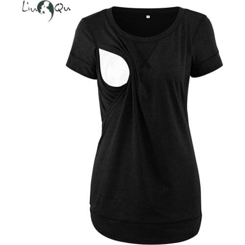 Women Maternity Clothes Summer Breastfeeding Shirts Pregnant Short Sleeve Tops Maternitys Clothing Double Layer Blouse T-Shirt
