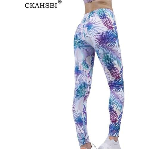CKAHSBI Solid Women Leggings Push Up Gym Fitness High Waist Sports Casual Ankle-Length Knitted Polyester Leaf Print New Clothes