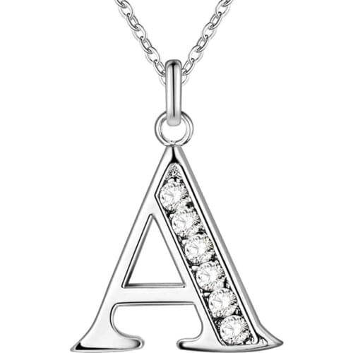 Free shipping fashion letter necklace standard sterling silver pendant necklace womens long necklace zircon jewelry wholesale