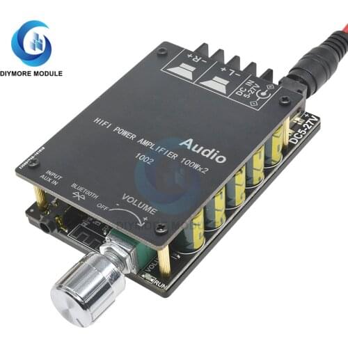 ZK-1002L 100WX2 Mini Bluetooth 5.0 Digital Amplifier Board DC 24V Double Channels Stereo Audio Power Amp Board for Home Theater