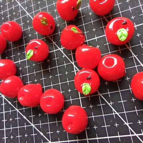 1pcs/lot resin red apple 13mm Cabochons Hair Bow Center Card Frame Making Craft DIY