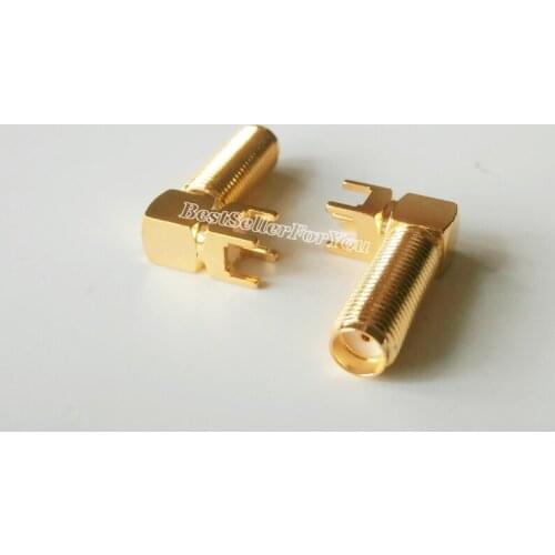 2Pcs SMA female plug solder PCB mount right angle RF Connector Adapter 20MM