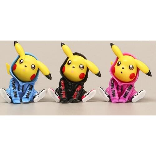 3Pcs/Set Anime Cartoon Pokemon Pikachu Go Craft Action Figure Toys Gifts Model Ornament Fairy Garden Decor