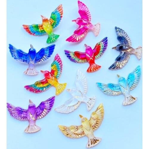 10Pcs Cute Mini There Is A Hole Lin The Bird Acrylic Flat Back Resin Art Supply Decoration Charm Craft Hair Bow Accessories H49