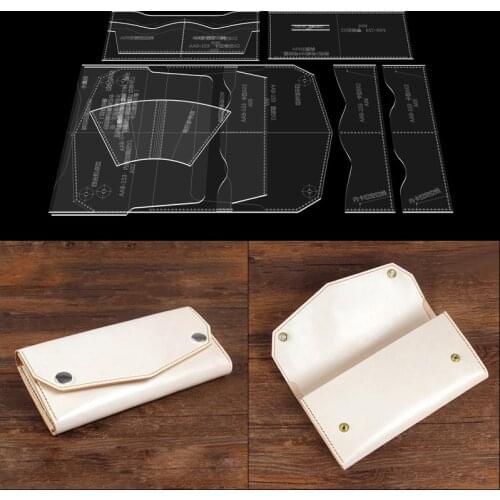 Acrylic transparent template handmade leather wallet bag pattern template sewing handmade leather diy tool