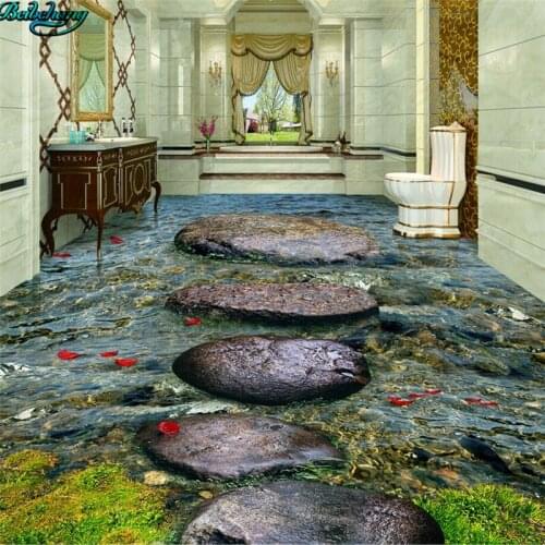 Beibehang Large Custom Flooring Stone Creek River Water Bathroom 3D Floor Tile Tile Painting Decorative Painting