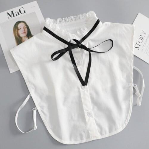 White Fake Collar Women Detachable Collars Black Chiffon False Collars Woman Decoration Tie Lapel Collar Clothes Accessorie