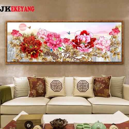 Large Wall Art Pictures 5D Diy diamond painting peony flower Diamond Mosaic Rhinestone Embroidery cross stitch Y4302