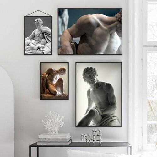 Black and White Man Lady Sculpture Art Posters And Prints Wall Art Canvas Paintings Wall Art Pictures for Living Room Home Decor
