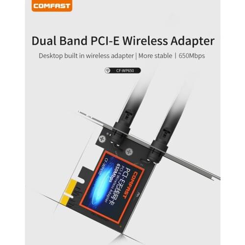 Comfast WIFI Adapter 650M External 2*2dbi Antenna PCI-E Interface Wireless Network Card CF-WP650
