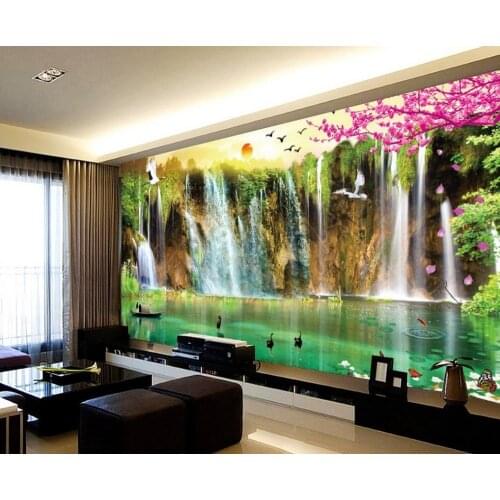 Mural 3d wallpaper 3d wall papers for tv backdrop waterfall scenery 3d wallpaper landscape Home Decoration