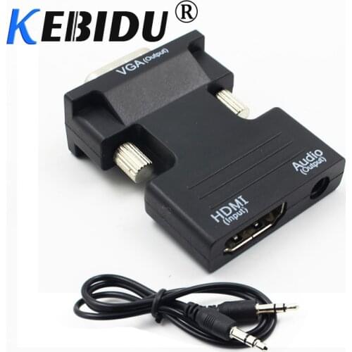 HDMI-compatible Female to VGA Male Converter Audio Adapter HDMI-compatible Input VGA Signal Audio Output Convertor +Audio Cable