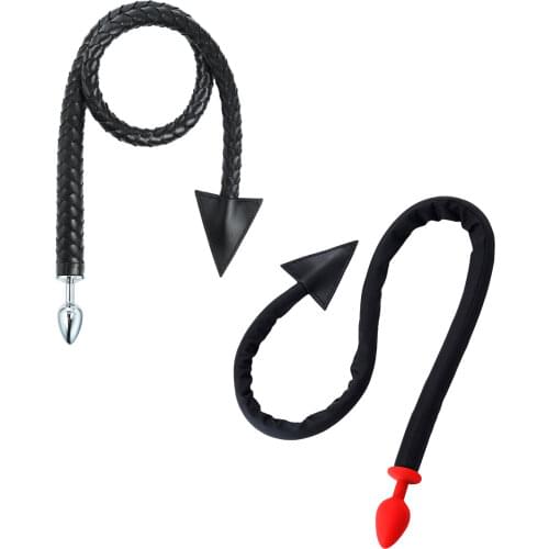 Demon Tail Cute Beads Plug Whip BDSM Bondage Cosplay For Couple PU Leather Whip Torture Sex Toys for Couples