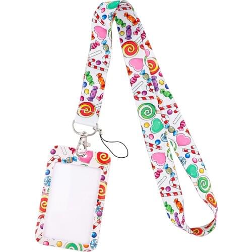 DZ2371 Candy Lanyard For Keychain ID Card Cover Pass student Mobile Phone USB Badge Holder Key Ring Neck Straps Accessories