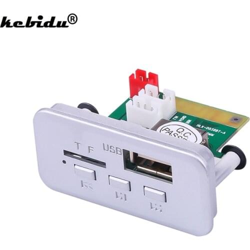 Kebidu Mini 12V Mp3 decoder Board Panel Bluetooth 5.0 Car Radio Handsfree Wireless FM Module TF Card 3.5mm USB AUX Music Player