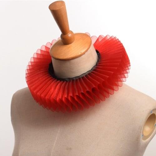 Womens Renaissance Elizabethan Ruffled Fake Collar Chiffon Retro Clown Neck Ruff