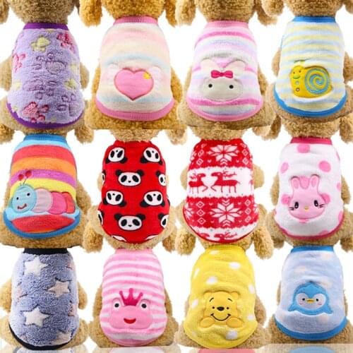 Cartoon Puppy Vest Clothing Warm Dog Clothes Chihuahua French Bulldog Winter Dog Coat Small Dogs Pet Cat Clothing
