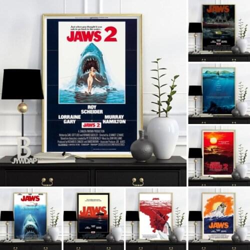 Jaws Movie Horror Shark Posters And Prints Canvas Painting Wall Pictures For Living Room Nordic Decoration Home Decor Quadro