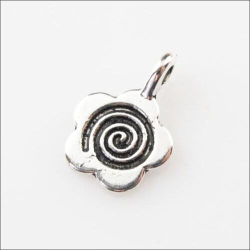 New 50Pcs Tibetan Silver Color Tiny Flower Star Charms Pendants 10.5x15.5mm