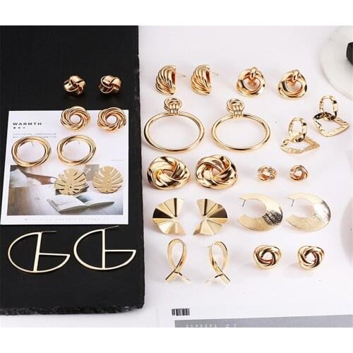 NEW Fashion Metal Exaggerated Geometry Knot Earrings Stud Earrings Femininity Popular Jewelry Accessories