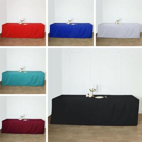 New Design Fitted Polyester Rectangular Table Cover Banquet Tablecloth For Wedding Event Party Decoration