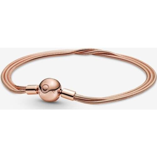 Pan, the new 925 multiple snake chain bracelet with new bone based chain ring more snake bracelet with rose gold plating